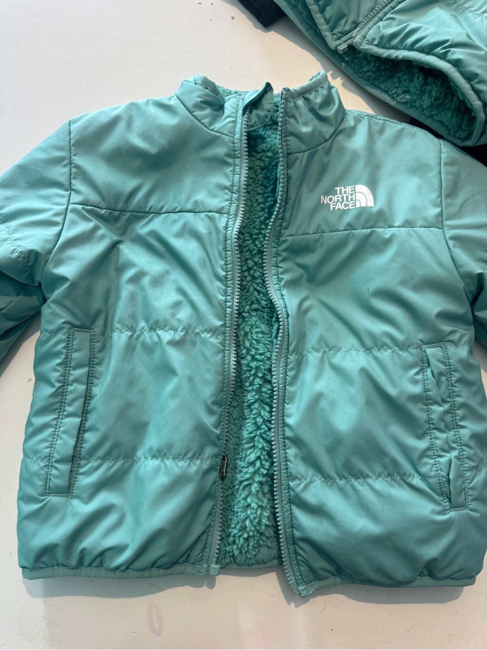 The North Face Kids Teal Sherpa-Lined Puffer Jacket